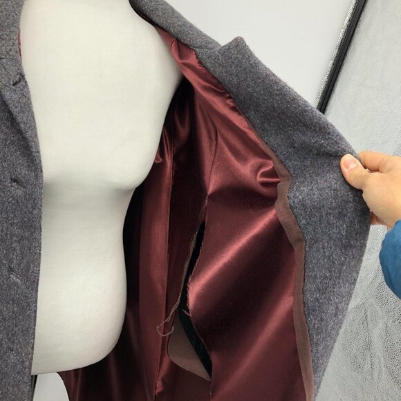 Wool Blend Grey Button front Sleeveless Cape Jacket size ~L *converted* - Picture 10 of 14